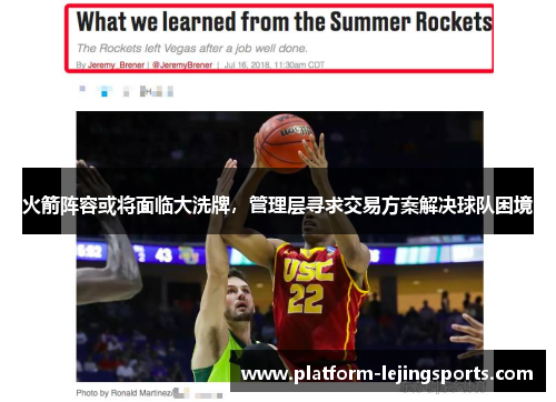 火箭阵容或将面临大洗牌，管理层寻求交易方案解决球队困境